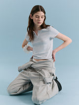NUBASIC ヘンリーネック Tシャツ ライトグレー