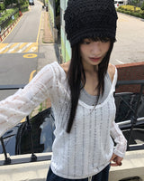オーバーサイズフィットパンチングシースルー長袖ニット