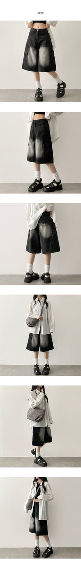 Roit's Washed Cargo Denim Bermuda Shorts