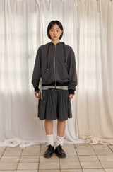 ストライプフードジップアップ (BLACK)
