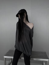 [unisex] シースルーダイアゴナルジッパーT (2color)