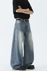 Bamboo Texture Straight Jeans