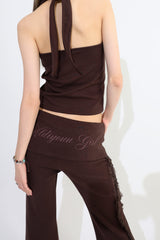 Lace flared pants - Brown