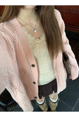Pink laze oversized-fit knit cardigan