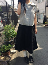 Odile Double Button Puff Check Collar Shirt Blouse