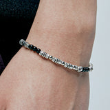black & antique silver beads bracelet