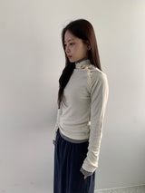 カーフボタンポーラーTシャツ