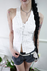Frill halterneck sleeveless