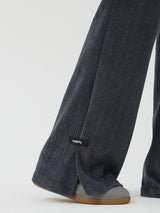 Knit cut detail bootcut Pants, Charcoal