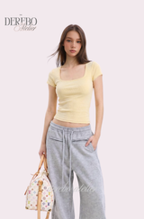 Minky Square Slim Color Short Sleeve T-shirt
