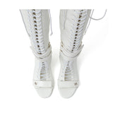 ダブルストラップレースアップオープントゥヒール(White)