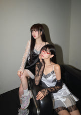 stud lace slip ops - black