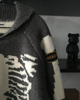 BT Skull Jagard Cowichan Knit Zip-Up (2C)