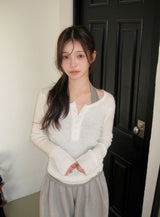 DE Slim Wool Rib Henry Neck Knit (6color)