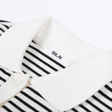 Stripe pique rib t-shirt (BLACK)