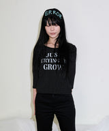 フラワークロス スリムTシャツ - ブラック