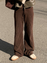 Beloa Peach Cotton Semi-wide Pants