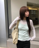 [ORIGINAL] Dot See-through Layered Long-Sleeve T-shirt