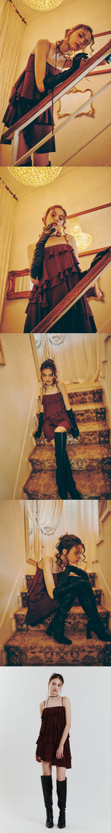 ELLA FRILL DRESS wine