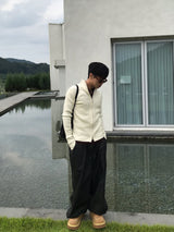 Rib Line Muscle Fit Zip-Up Knit