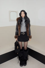 Chic Mood Brown Fur Cardigan