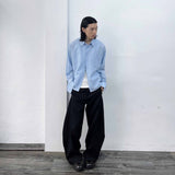 Shadow Black Seamed Wide Trousers