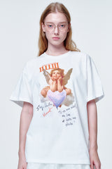 Loose fit Tshirts Cupid on cloud