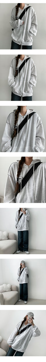 Phobet Two Way Stitch Boxy Hooded Zip-Up (3 colors)