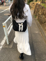 デイリーリボンホボバッグ　ブラック