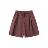Vintage pleated loose-fitting cropped slacks