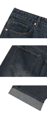 ベーシックデニムパンツ (dark blue)