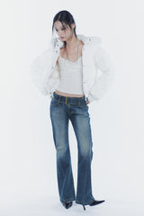 FOX FUR DOWN JACKET white