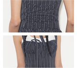 rirri Summer Collection 100%コットンストライプタイディテールワンピース