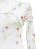 (3color) Blurred Flower Sheer Mesh Tee