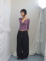 U-Neck Three-Quarter Slim Line Cotton Top