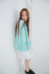shirring neck hood zip-up(3colors)