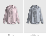 Voile Silky Drape String Blouse / 5 colors