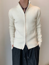 Rib Line Muscle Fit Zip-Up Knit