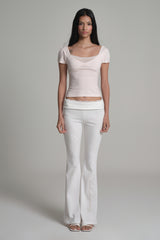 Lace tea bootscut pants, White