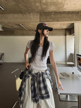 [U-BASIC] Slimming Basic Square Neck S/S T-shirt
