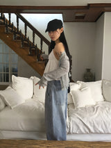 [MADE] Betz light washing back banding wide denim pants