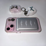 シルバーリボンairpodクリアハードケース (airpods ケース)