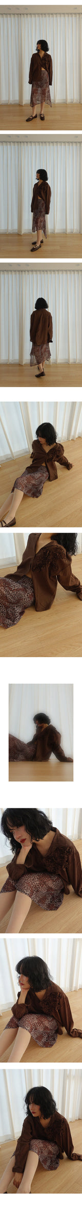 LEOPARD CHIFFON UNBALANCE SKIRT