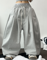 HARDU STRING COTTON BABY TWO PINTUCK BALLOON LONG PANTS 🩶🤎🖤🩷💚6COLOR
