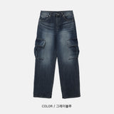 LMN エリットグレイティーンカーゴデニムパンツ (blue)