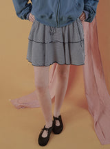 Fluffy double skirt_stripe black