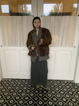 High-End Leopard Suede Fur Jacket