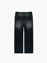LMN Berry Green Washing Wide Denim Pants (blue green)