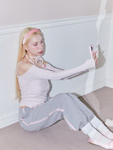 Romantic off-shoulder T-shirts_PINK