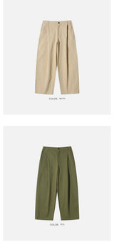 One-tuck cotton wide pants
